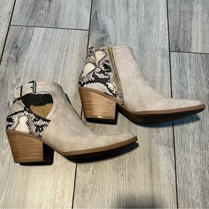 Snake and Suede Cutout Booties! 😍
